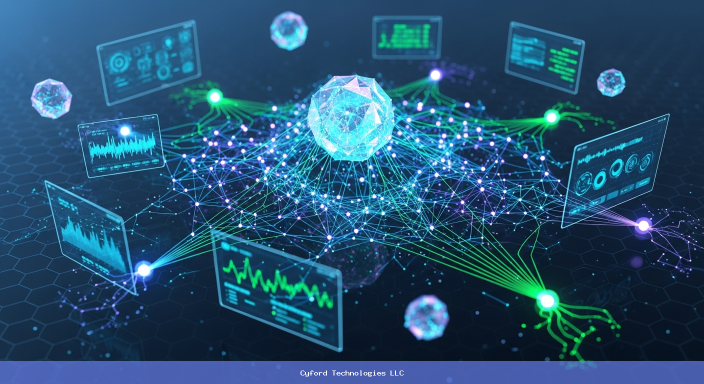 futuristic AI artificial intelligence network data visualization concept tech